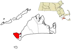 Location in Dukes County in Massachusetts