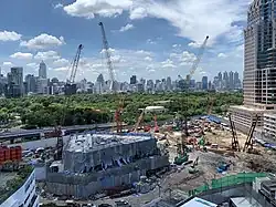 The building amid demolition as of June 2020