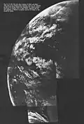 Mosaic of Earth by images taken during Mariner 10 departure from Earth-Moon system.