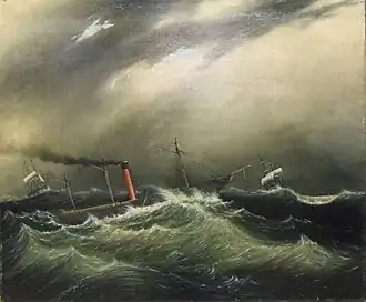 Eastward voyage of the new Cunarder Acadia, ca 1840-1860, in the collection at The Mariners' Museum