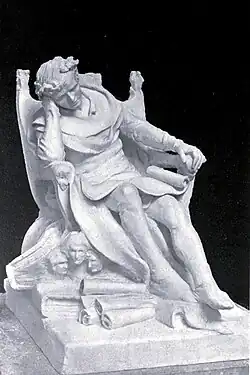 Black and white photograph of Edith Maryon's sculpture A Poet of Umbria