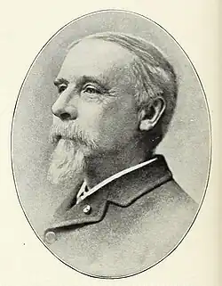 1899 head and shoulders black and white oval-shaped left profile photo of Edward Leslie Molineux