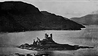 The ruins of the castle in the 19th century