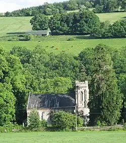 View of St. Patrick's church from the village.
