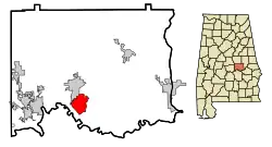 Location in Elmore County and the state of Alabama