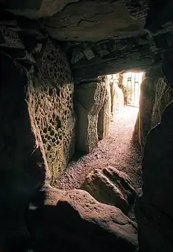 Passage of Cairn T, with cup marks