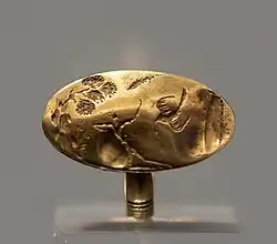 A male figure embracing a baetyl. Knossos, Sellopoulo, 1400–1375 BC.