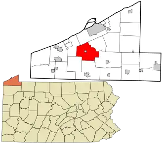 Location in Erie County and the state of Pennsylvania.