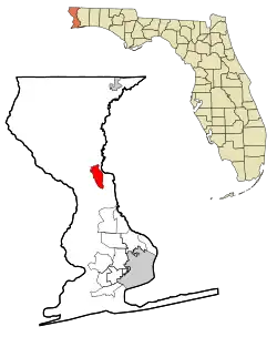 Location in Escambia County and the state of Florida