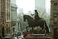 The equestrian monument seen from the side