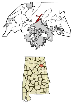 Location of Reece City in Etowah County, Alabama.