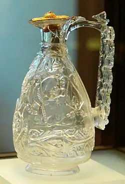A vase, with translucent body with bird patterning