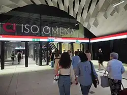 Exit to the Iso Omena shopping centre from the platform area at the metro station