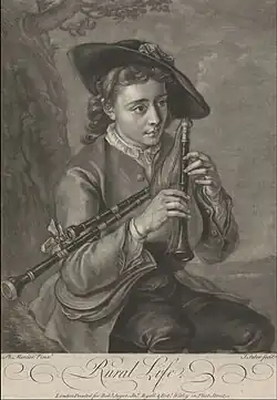 Engraved by John Faber the Younger after Philippe Mercier – ‘’Rural Life - Youth Playing Bagpipes’’ Chaloner Smith 405 Yale Center for British Art