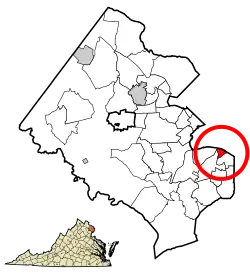 Location of Huntington in Fairfax County, Virginia