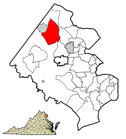 Location of Reston in Fairfax County, Virginia