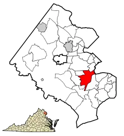 Location of Springfield in Fairfax County, Virginia