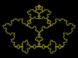 Variant of the Koch Curve (Moth) tiled with infinite copies of itself[8]