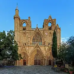 Entrance facade of the converted cathedral (Lala Mustafa Pasha Mosque)