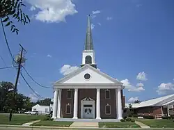 First Baptist Church at 306 Broadway Street in downtown Delhi