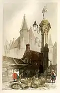 Drawing of fish market near Het Steen (1839)