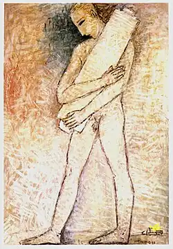 Flüchtling, 135&nbsp;cm × 180&nbsp;cm, Acryl, Karton, 1991