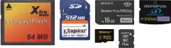 Top: CF, SD, Memory Stick Pro Duo, xD card; Bottom: MicroSD, Memory Stick Micro (M2)
