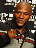 Floyd Mayweather Jr. at a press conference in 2011