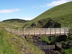 Usway Burn footbridge at Uswayford