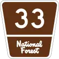 Forest Highway 33 marker
