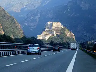 Autostrada A5 connects Turin and the Aosta Valley (Italy) to France through the Mont Blanc Tunnel