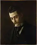 Fogg Art Museum, Harvard University. The Critic: Portrait of Francis J. Ziegler (c.1890). Entered PAFA in 18xx. Treasurer of ASL. Became a journalist and art critic. Translated plays. Eakins never forgave him for filing a newspaper report on the Lilian Hammitt scandal.[36]