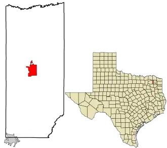 Location in Franklin County and the state of Texas.