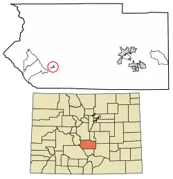 Location of the Cotopaxi CDP in Fremont County, Colorado.