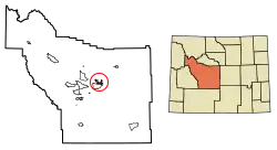 Location of Riverton in Fremont County, Wyoming.