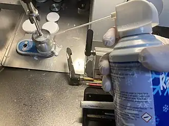 Using freeze spray to quicken the freezing if available