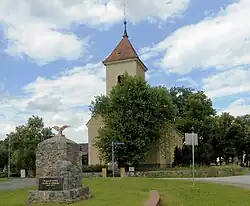 Village church and WWII war memorial in Göhlen