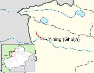 A route map of the G3016 Qingshuihe–Yining Expressway.