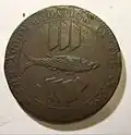 1811 Cornish penny showing a pilchard between cakes of copper and ingots of tin