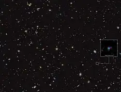 Image 20For the first time, the NASA / ESA / Canadian Space Agency / James Webb Space Telescope has observed the chemical signature of carbon-rich dust grains at redshift z ≈ 7, which is roughly equivalent to one billion years after the birth of the Universe, this observation suggests exciting avenues of investigation into both the production of cosmic dust and the earliest stellar populations in our Universe. (from Cosmic dust)
