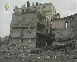 Destroyed buildings during the Gaza War (2008–2009).