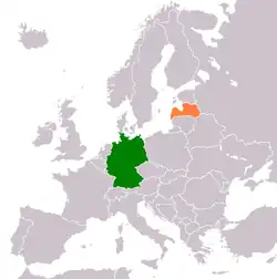 Map indicating locations of Germany and Latvia