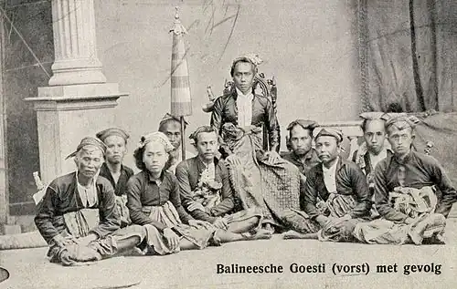 Raja of Buleleng Goesti Ngoera Ketoet Djilantik with his retinue (Bogor) during his visit to Governor General L.A.J.W. Sloet van de Beele (1864)