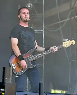 Jean-Michel Labadie onstage, in a black T-shirt