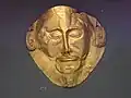 "Mask of Agamemnon". Gold; Mycenae, ca. 1600 BCE.