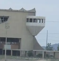 A close up view of a corner detail of a balcony