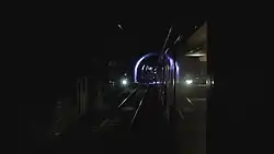 Images and short film sequences projected onto the wall of the Gotthard Tunnel