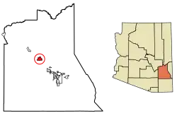 Location of Fort Thomas in Graham County, Arizona.