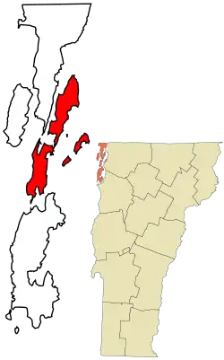 Location in Grand Isle County and the state of Vermont