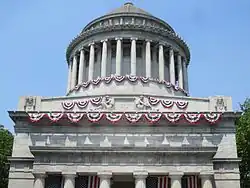 Upper portion of Grant's Tomb, with a rounded colonnade